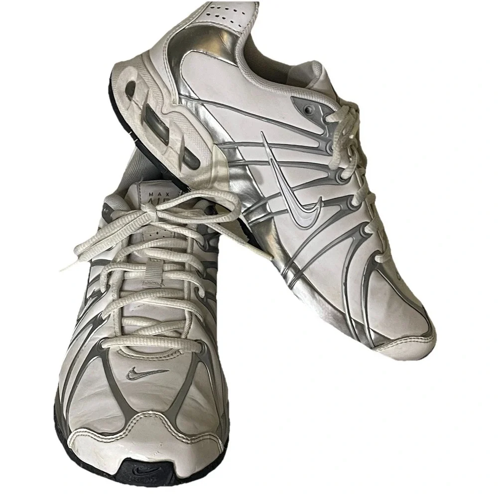 Nike Air Max White Metallic Silver Women's Sz 8 Comfort For Casual & Running‎